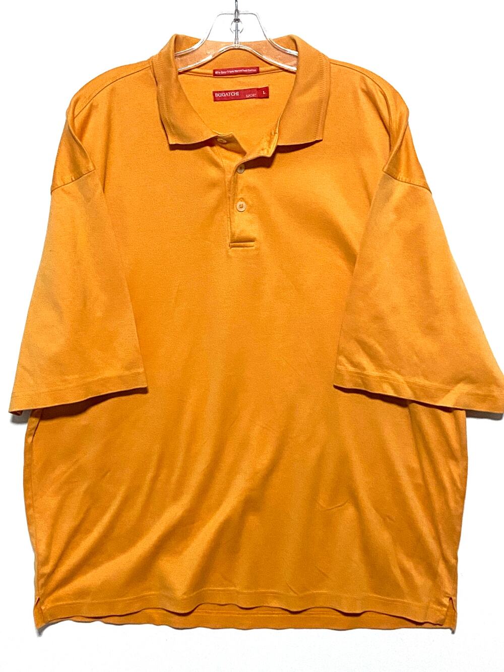 Bugatchi Sport Orange Polo Shirt Mens L Athleisure Golf Preppy Classic Office